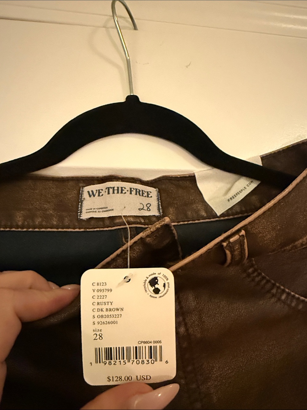 Free People Wide Leg Faux Leather Pants in Dark Brown - Picture 2 of 3